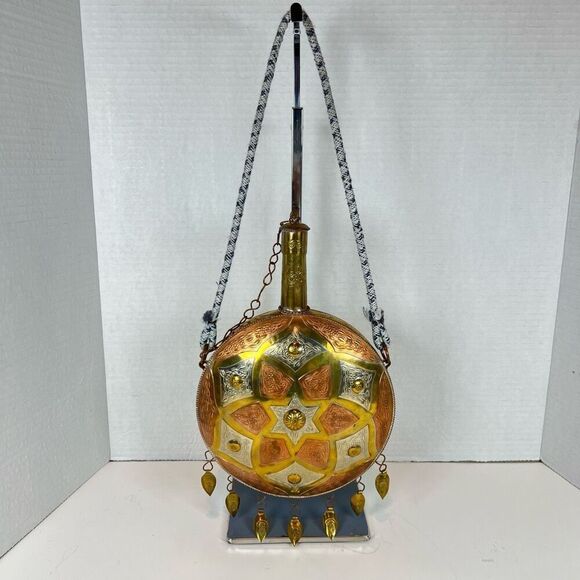 VTG Moroccan Islamic Cantinplora Water Snuffs Bottle Powder Flask Copper Brass - Picture 2 of 13